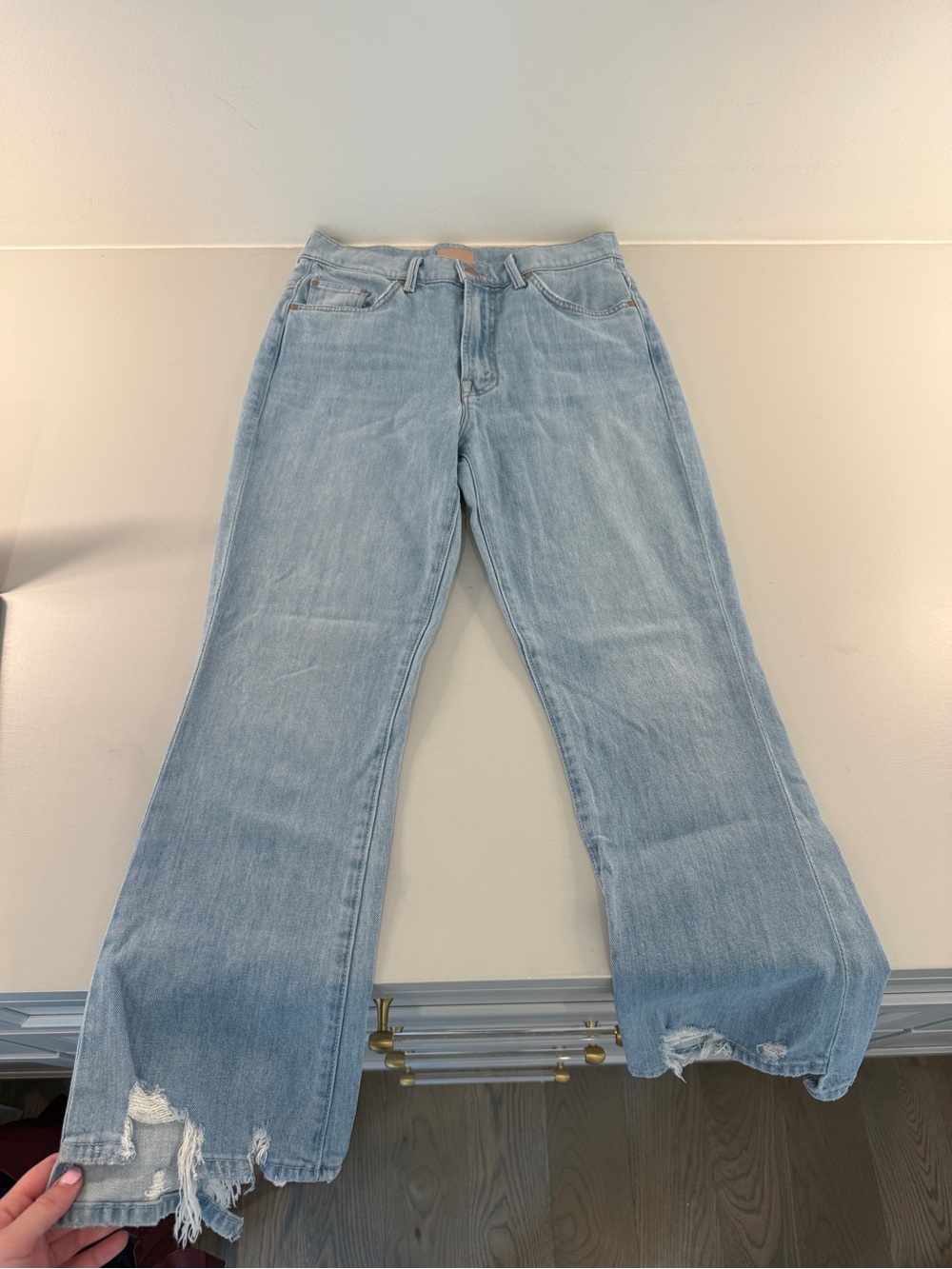MOTHER Light Blue The Insider Crop Step Chew